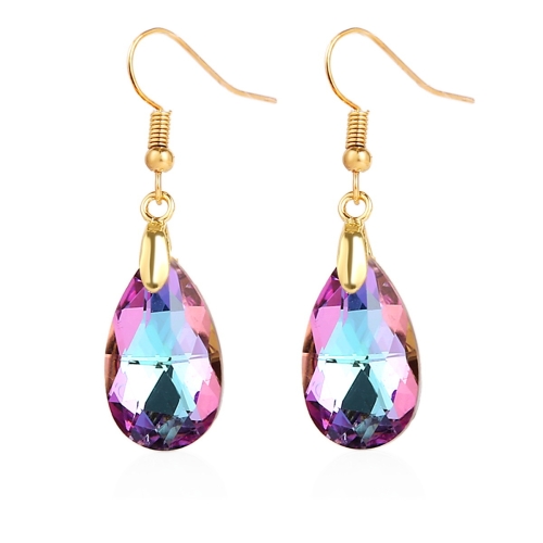 

E2108-2 Purple Natural Crystal Handmade Earrings Zircon Long Earrings