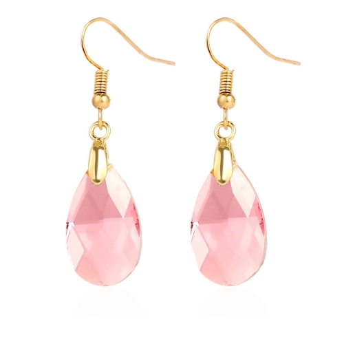 

E2108-2 Pink Natural Crystal Handmade Earrings Zircon Long Earrings