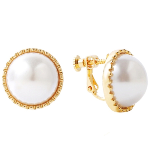 

E2109-7 Half Round Baroque Earrings Pearl Ear Clip Women Without Ear Piercing