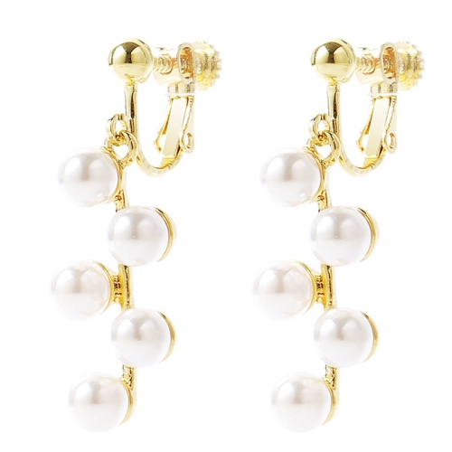 

E2109-11 Five Small Pearls Baroque Earrings Pearl Ear Clip Women Without Ear Piercing