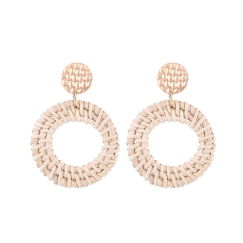 

E2002-5 Knock Pattern Circle Bamboo Vine Handmade Woven Earrings Bosomia Style Earrings