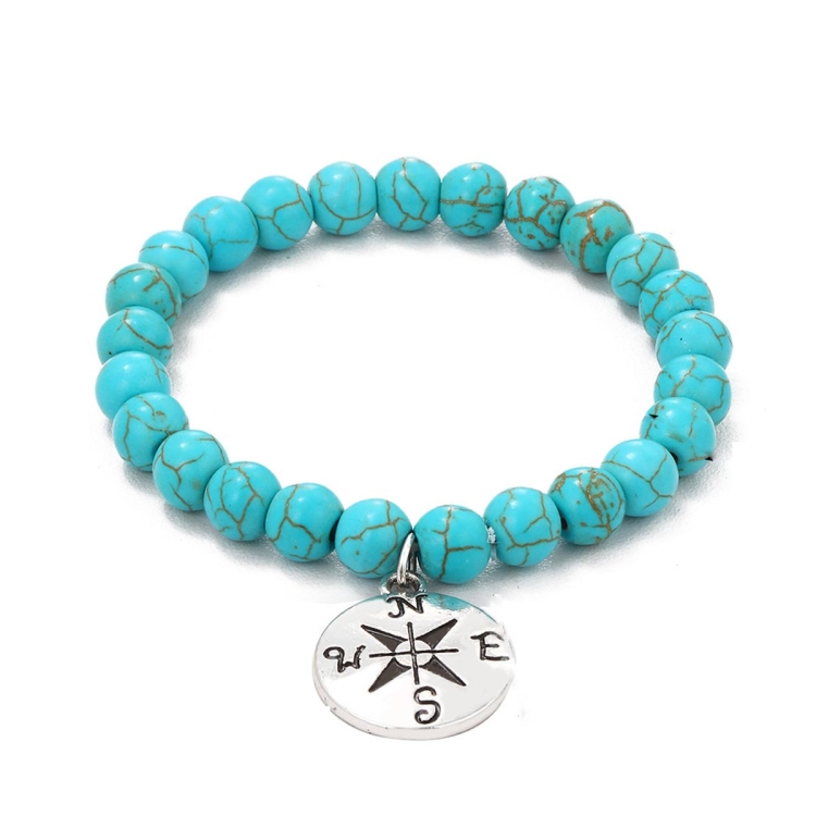 

S2303-4 Compass Women Beaded Bracelet Turquoise Ethnic Style Charm Jewelry