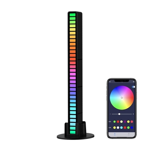 

RGB Sound-controlled Rhythmic Response Lights Music Ambient LED Pick-up Lights Plug-in(32 Light+APP Black)