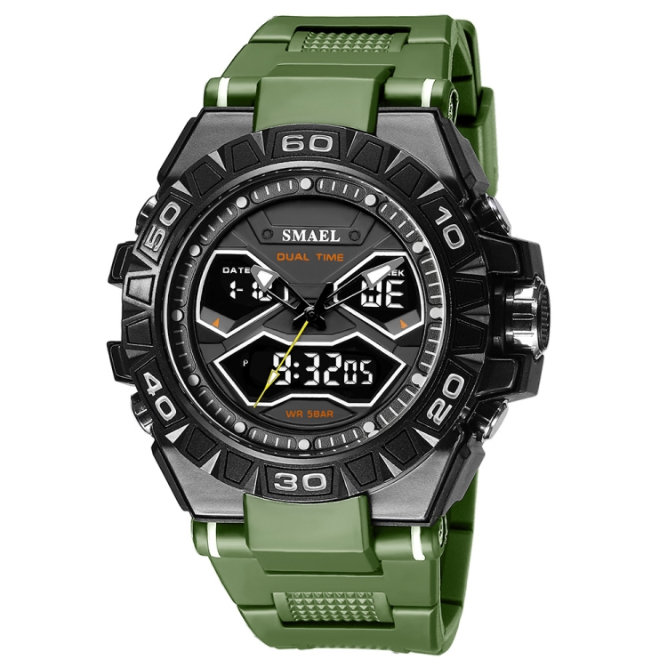 

SMAEL 8070 Multifunctional Dual Display Waterproof Night Light Outdoor Alloy Sports Watch(Army Green)