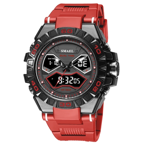 

SMAEL 8070 Multifunctional Dual Display Waterproof Night Light Outdoor Alloy Sports Watch(Deep Red)