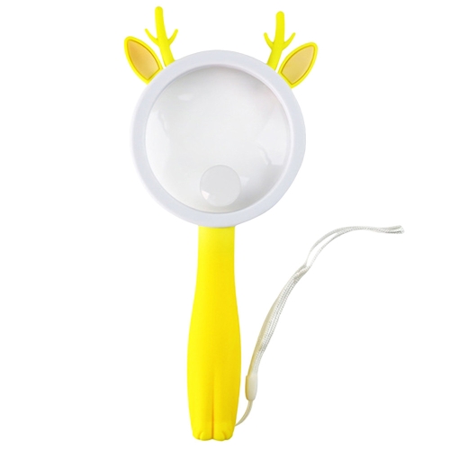 

2275 5X/10X Cartoon Animal Handheld Children Science Experiment Magnifying Glass(Yellow Deer)