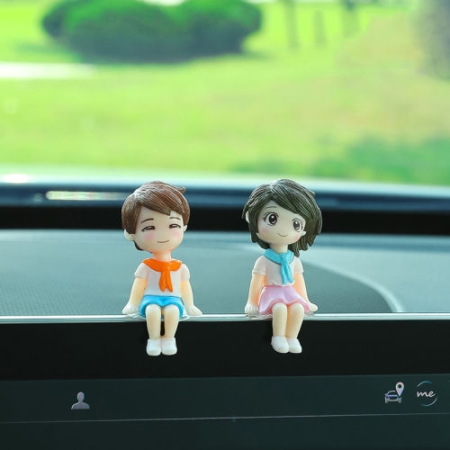 

2pcs Car Ornament Ornament Lovely Kissing Couple Doll, Color: Clever