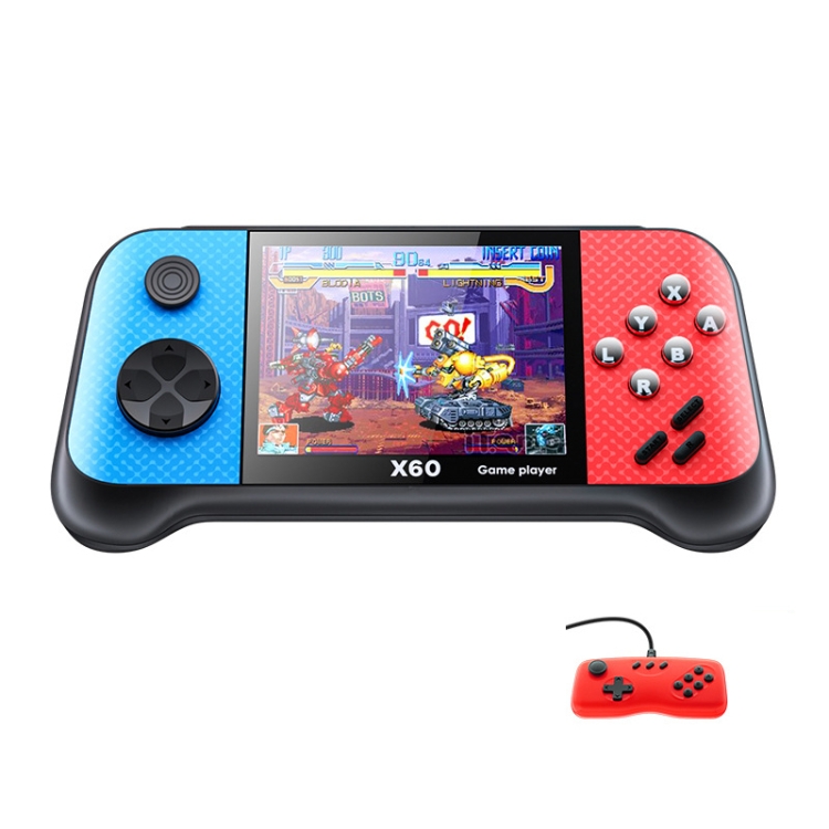 

X60 3.5 inch Horizontal Screen 4849 In 1 Pocket Console, Style: Dual Player Red Blue+1 Handle