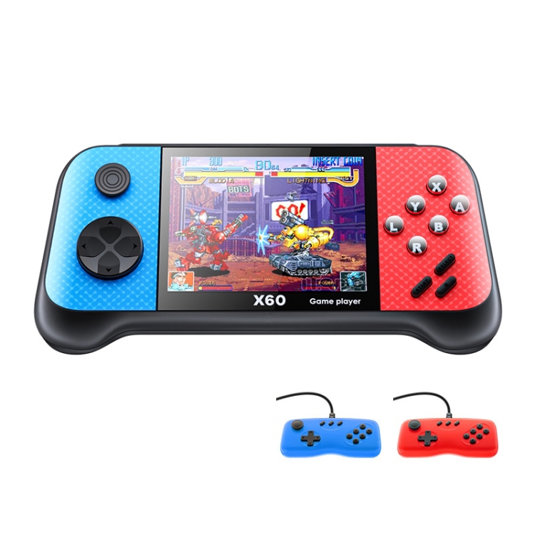 

X60 3.5 inch Horizontal Screen 4849 In 1 Pocket Console, Style: Dual Player Red Blue+2 Handles
