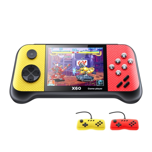 

X60 3.5 inch Horizontal Screen 4849 In 1 Pocket Console, Style: Dual Player Red Yellow+2 Handles