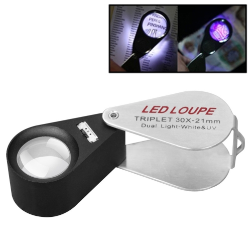 Foldable Magnifying Loupe 100X White Mini Magnifier with LED Illumination  Portable Pocket Microscope with or without Scale