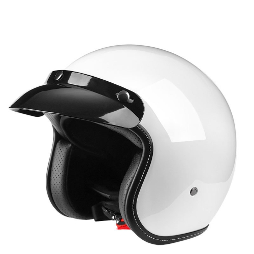 BYB 701 All Seasons Retro Motorcycle Helmet, Size: M(Bright White)