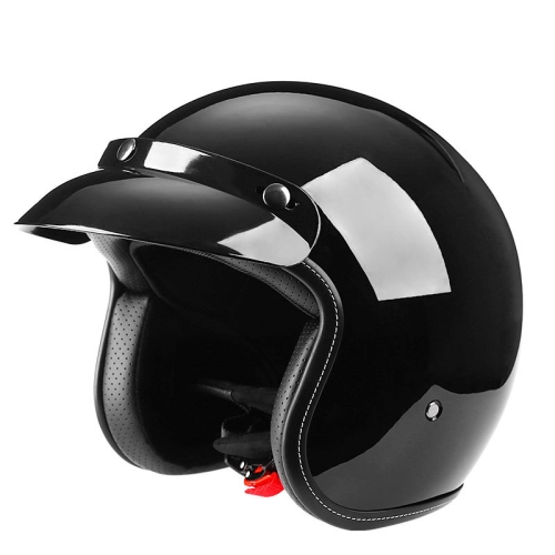 BYB 701 All Seasons Retro Motorcycle Helmet, Size: XL(Bright Black)