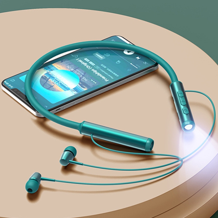 

YY-708 Neck Hanging Noise Reduction Card Bluetooth Sports Headset with Flashlight Function(Green)
