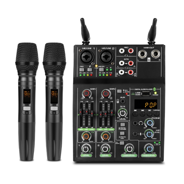 

UF4-M 4 Way Mixer With Recording Small Live USB Bluetooth Wireless Reverberation Microphone(Black)