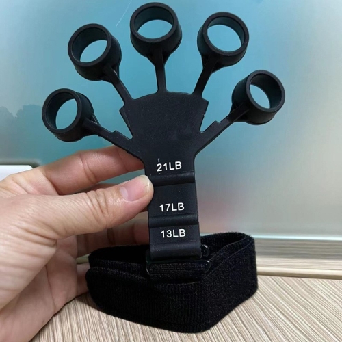 Dispositivo de agarre de silicona Entrenador de fuerza para ejercicios con dedos (1 negro + muñeca)
