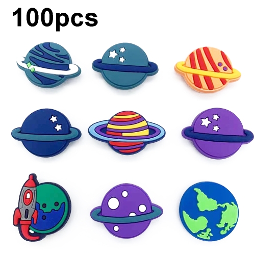 

100pcs Cave Shoes DIY Accessories Removable Cartoon Planet Class Shoe Buckle(Color Random Delivery)
