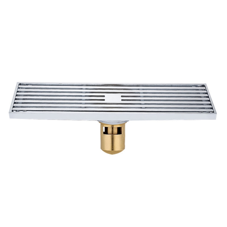 

8x30cm Extended Full Copper Strip Floor Drain, Style: K8034 Chrome Plated+5.5 Deep Water Seal
