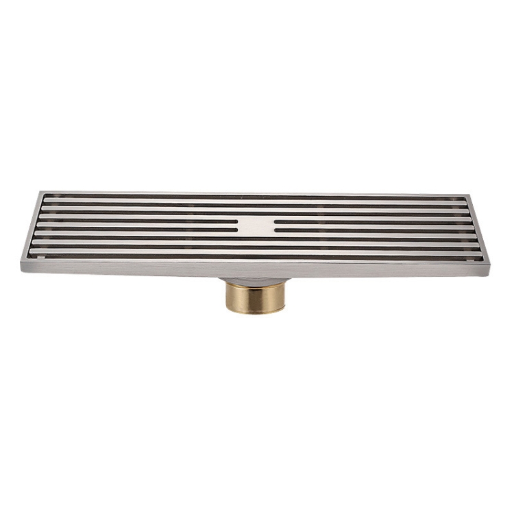

8x30cm Extended Full Copper Strip Floor Drain, Style: K8035 Nickel Brushes+Copper Self Seal