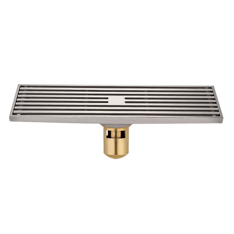 

8x30cm Extended Full Copper Strip Floor Drain, Style: K8035 Nickel Brushes+5.5 Deep Water Seal