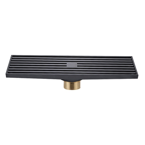 

8x30cm Extended Full Copper Strip Floor Drain, Style: K8038 Black Bronze+Copper Self Sealing