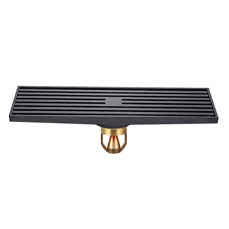 

8x30cm Extended Full Copper Strip Floor Drain, Style: K8038 Black Bronze+Magnetic Suspension