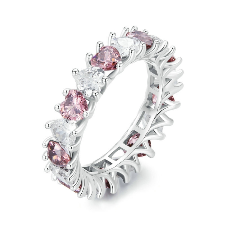 

BSR348 Sterling Silver S925 Geometric Brilliant Heart Zircon Ring(No.7)