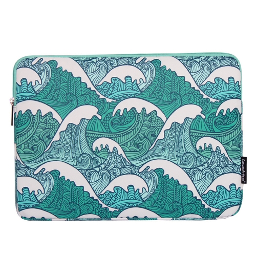 

H3-04 11 Inch PU Leather Printing Laptop Liner Bag Tablet Sleeve Bag(Green Wave)