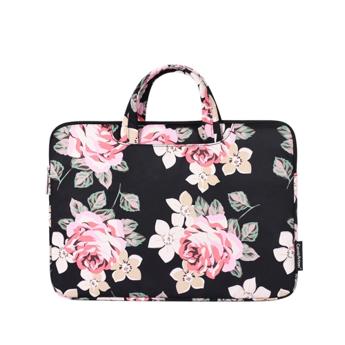 

H40-B01 White Rose Pattern Laptop Case Bag Computer Liner Bag With Handle, Size: 12 Inch(Black)