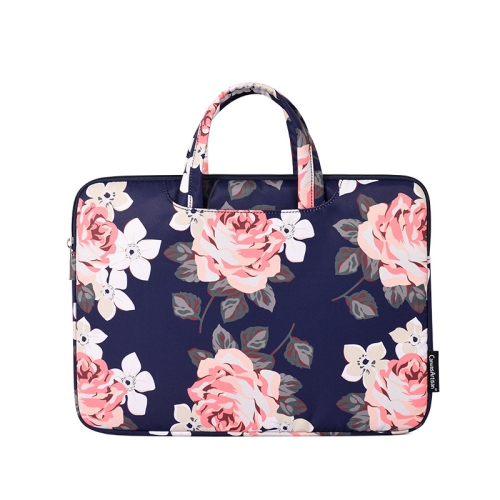 

H40-B01 White Rose Pattern Laptop Case Bag Computer Liner Bag With Handle, Size: 14 Inch(Blue)