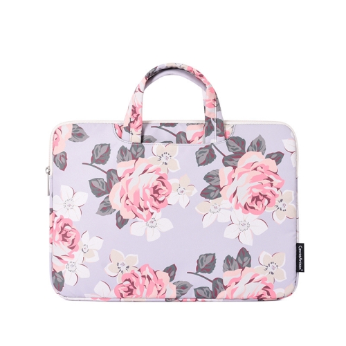 

H40-B01 White Rose Pattern Laptop Case Bag Computer Liner Bag With Handle, Size: 14 Inch(Grey)