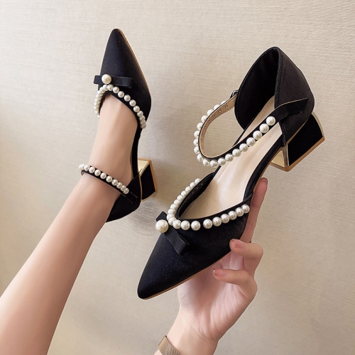 Pointed Toe Chunky Heel High Heels Single Shoes Women Buckle Sandals, Size: 37(Black), 6922980638466  - buy with discount
