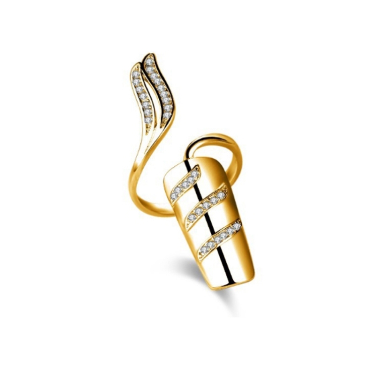 

5pcs Diamond Nail Cap Jewelry Open Ring, Color: Gold Index Finger