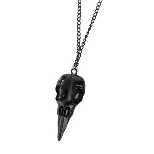

5pcs Punk 3D Metal Raven Skull Skeleton Pendant Necklace(Black)