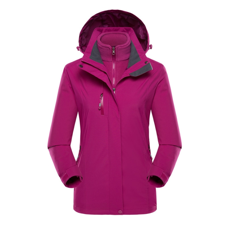 

Women Outdoor Waterproof Jacket With Detachable Inner Warm Fleece for Camping Travel, Size: L(Purple)