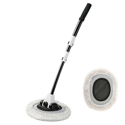 

Soft Hair Curved Rod Car Wash Long Handle Telescopic Mop, Color: Black White Replacement Head