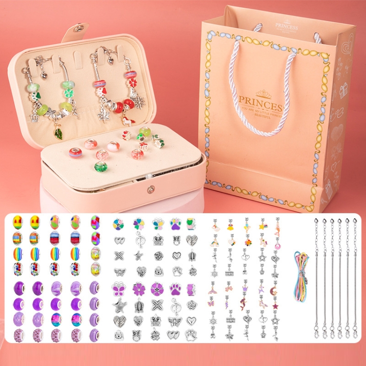 

132pcs/sets Color+Purple Children DIY Beaded Bracelet Double Layer Jewelry Box Set