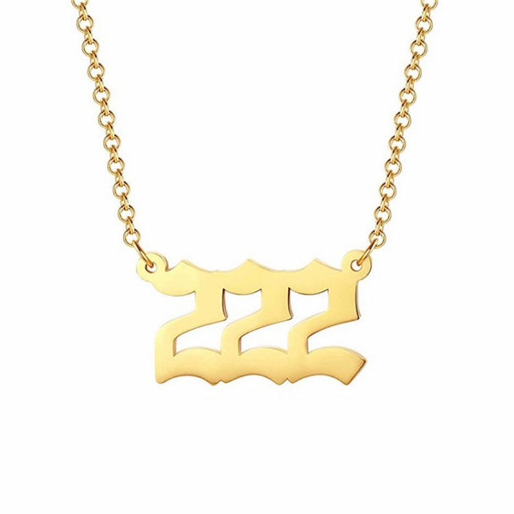 

2pcs Angel Numbered Stainless Steel Pendant Necklace, Color: 222 Gold