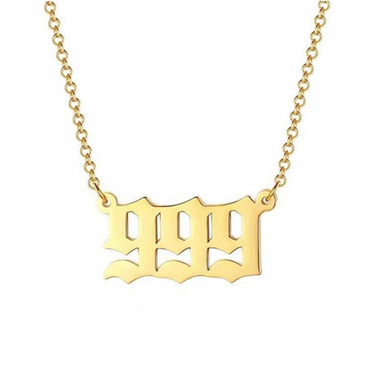

2pcs Angel Numbered Stainless Steel Pendant Necklace, Color: 999 Gold