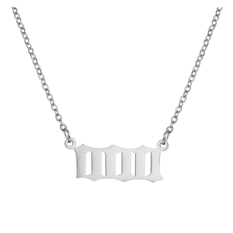 

2pcs Angel Numbered Stainless Steel Pendant Necklace, Color: 000 Steel Color