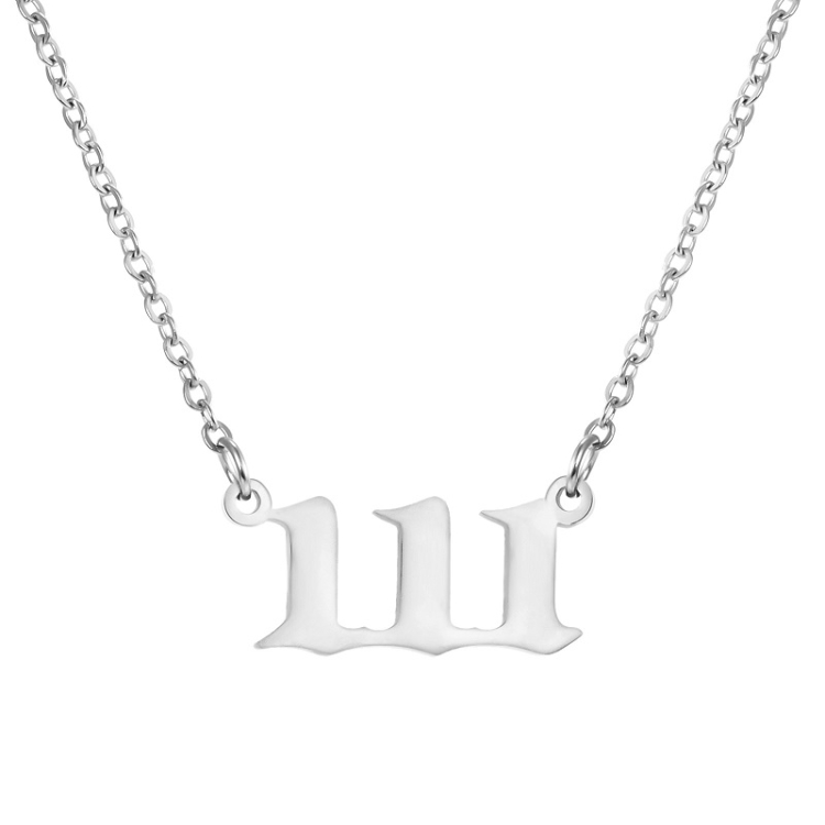 

2pcs Angel Numbered Stainless Steel Pendant Necklace, Color: 111 Steel Color