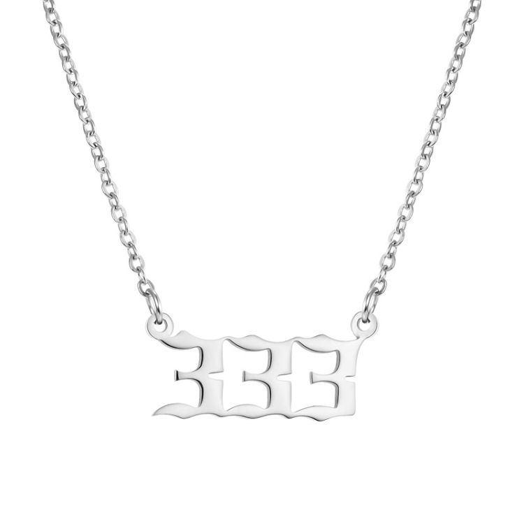 

2pcs Angel Numbered Stainless Steel Pendant Necklace, Color: 333 Steel Color