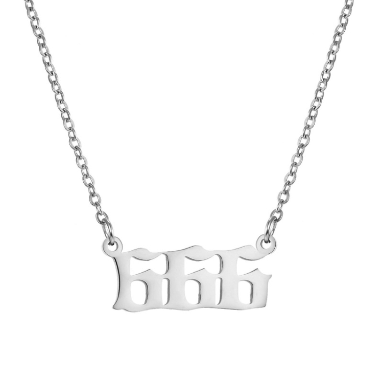 

2pcs Angel Numbered Stainless Steel Pendant Necklace, Color: 666 Steel Color