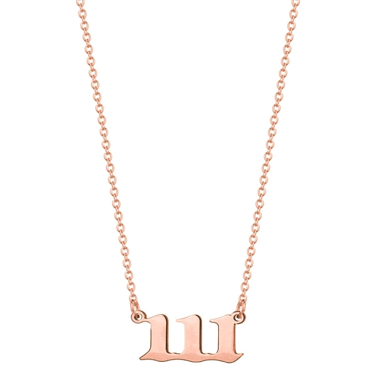 

2pcs Angel Numbered Stainless Steel Pendant Necklace, Color: 111 Rose Gold