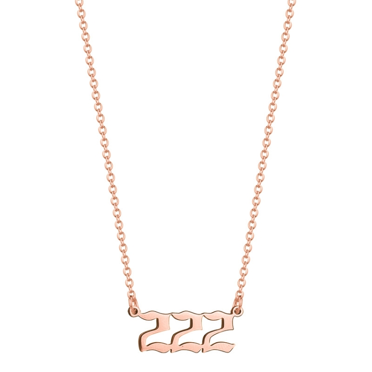 

2pcs Angel Numbered Stainless Steel Pendant Necklace, Color: 222 Rose Gold