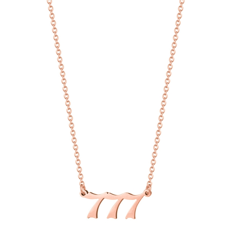 

2pcs Angel Numbered Stainless Steel Pendant Necklace, Color: 777 Rose Gold