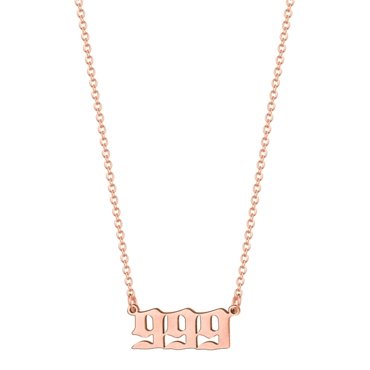 

2pcs Angel Numbered Stainless Steel Pendant Necklace, Color: 999 Rose Gold