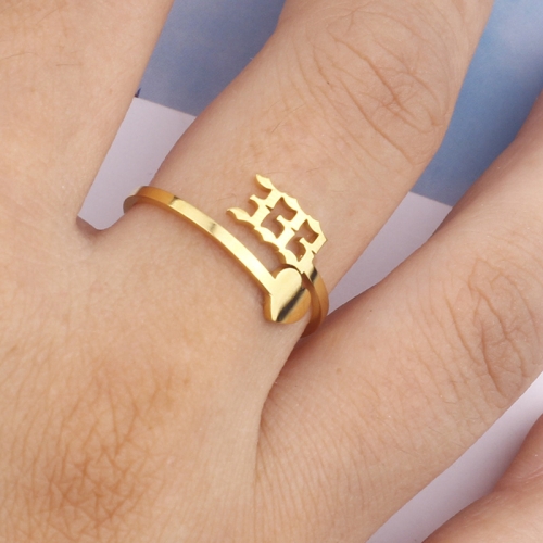 

2pcs Stainless Steel Lucky Number Stainless Steel Open Ring, Color: 333 Gold