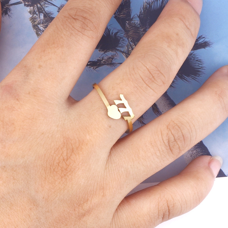 

2pcs Stainless Steel Lucky Number Stainless Steel Open Ring, Color: 777 Gold