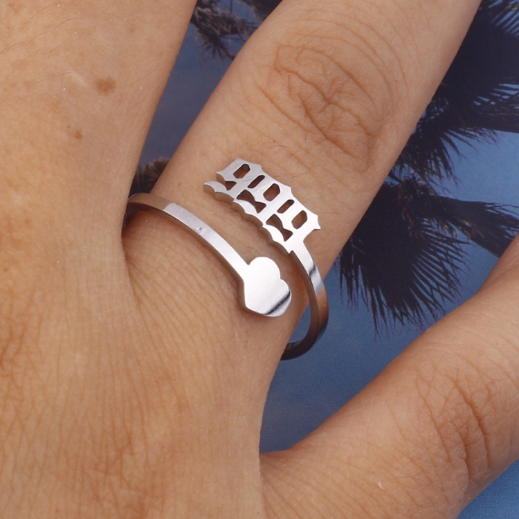 

2pcs Stainless Steel Lucky Number Stainless Steel Open Ring, Color: 999 Steel Color